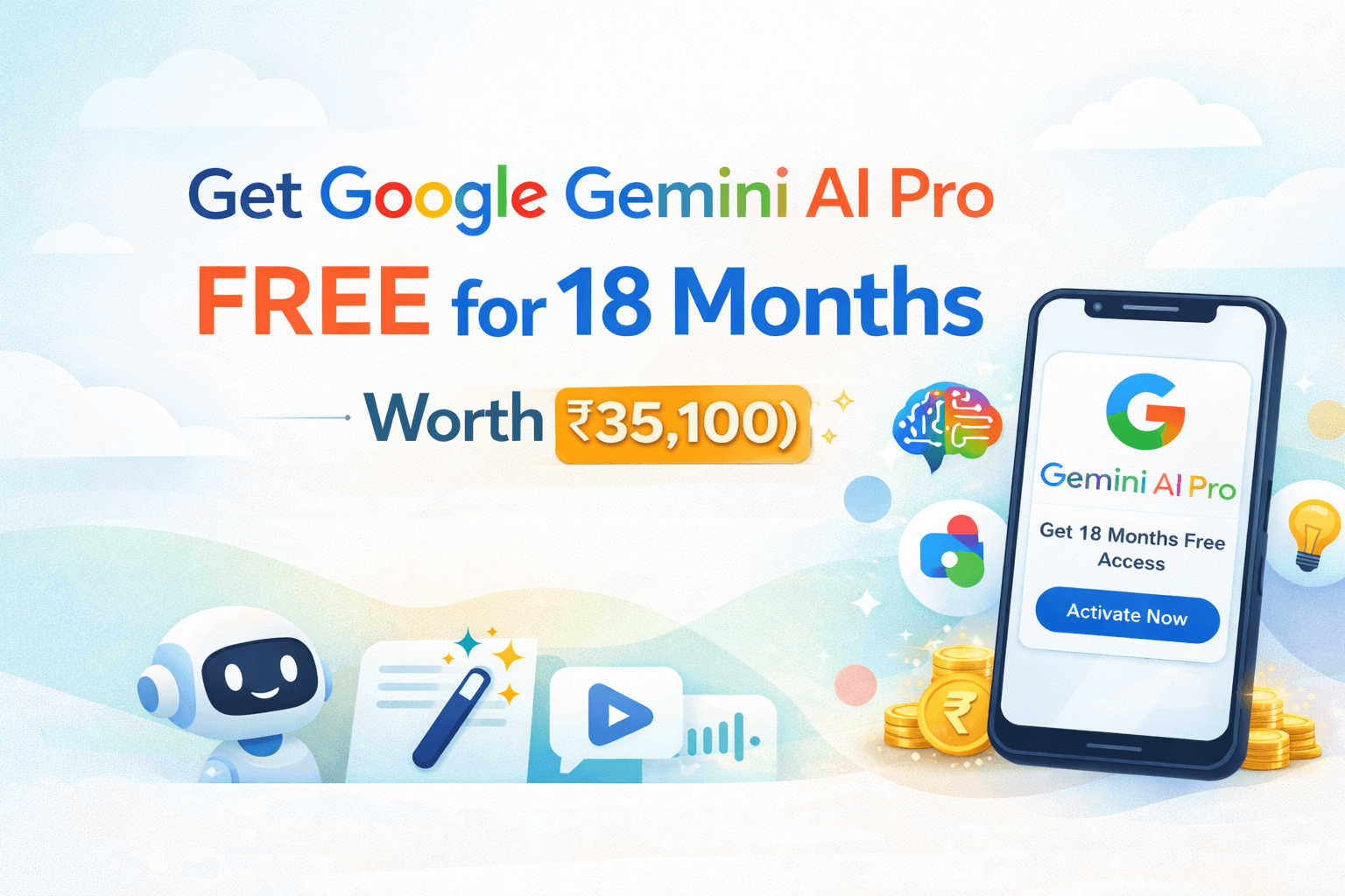 Get Google AI Pro FREE for 18 Months (Worth ₹35,100)