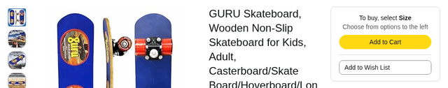 GURU Skateboard, Wooden Non-Slip Skateboard for Kids, Adult, Casterboard/Skate Board/Hoverboard/Longboard for Beginners, Learners, Training Purpose for All Age Group