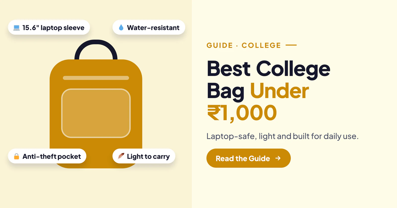 Best College Bag Under ₹1,000 in India: Laptop Backpacks That Last