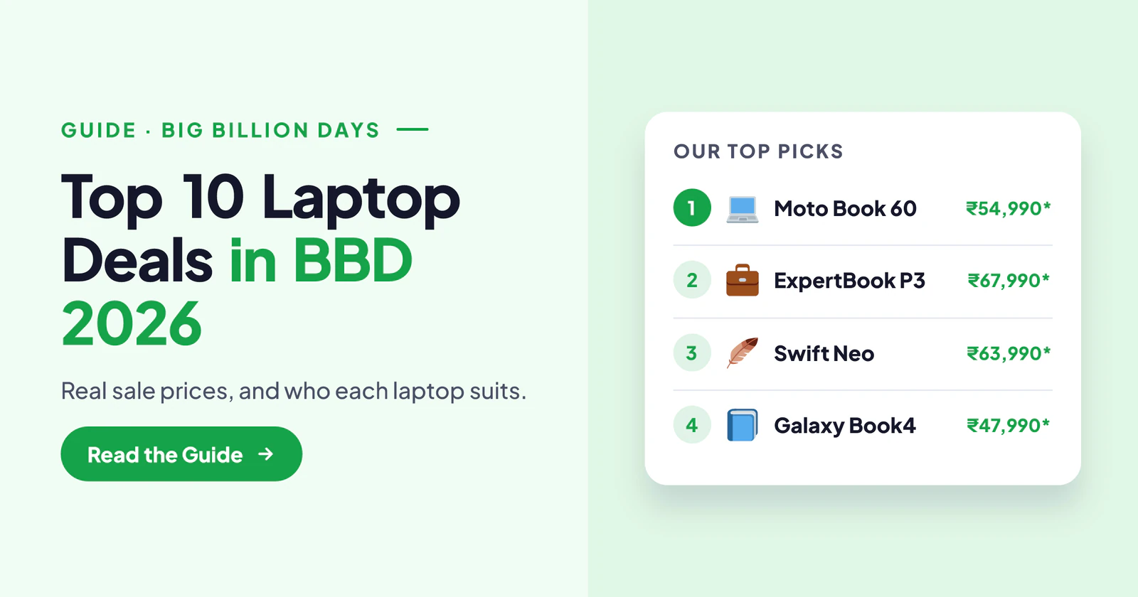 Best Laptop Deals in Big Billion Days 2026: Top 10 (From ₹47,990)