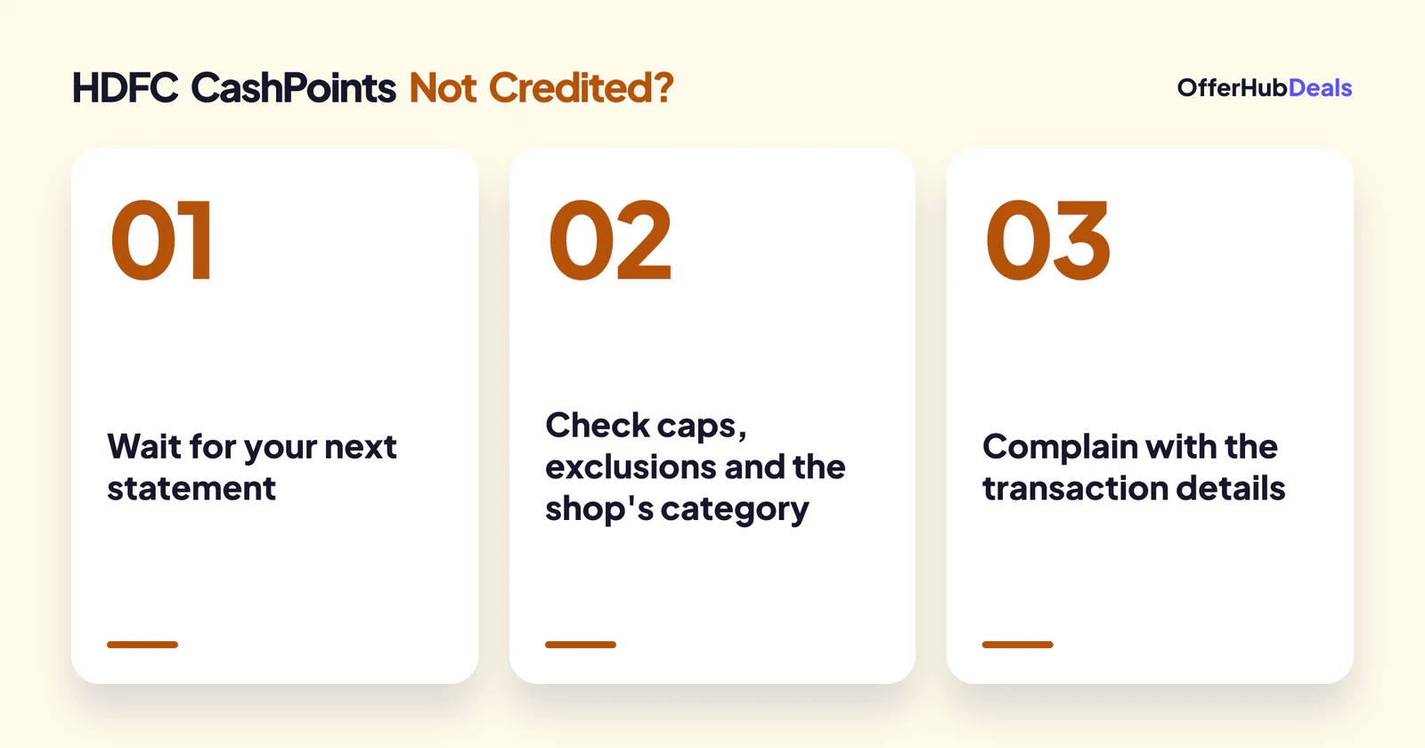 HDFC CashPoints not credited: check, wait, then complain