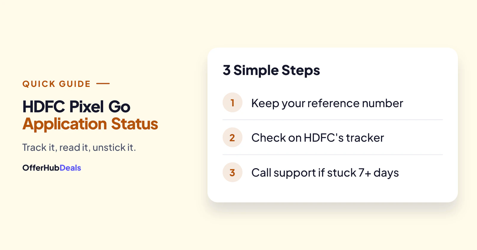HDFC Pixel Go application status: three steps