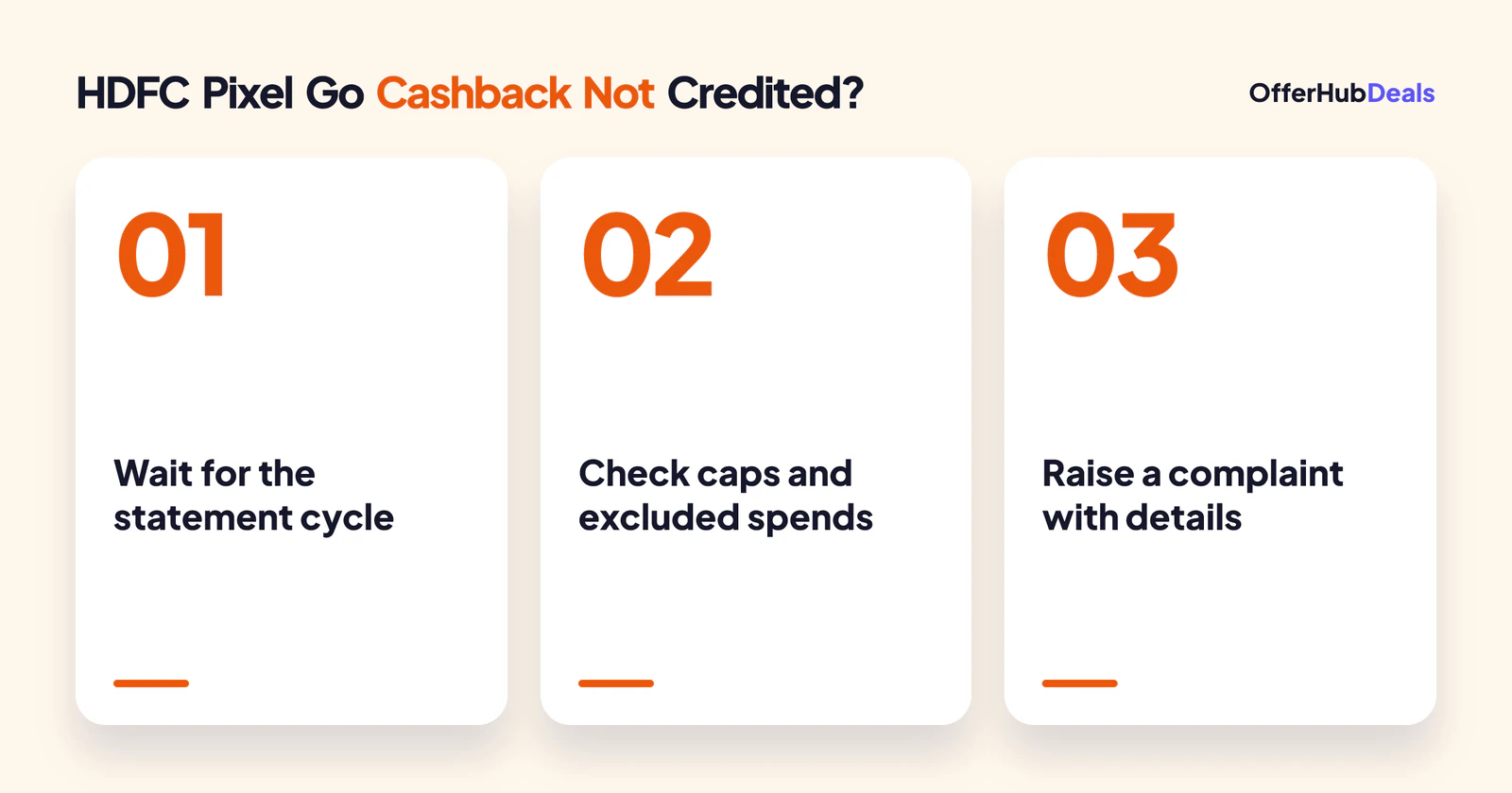 HDFC Pixel Go cashback not credited: check, wait, escalate