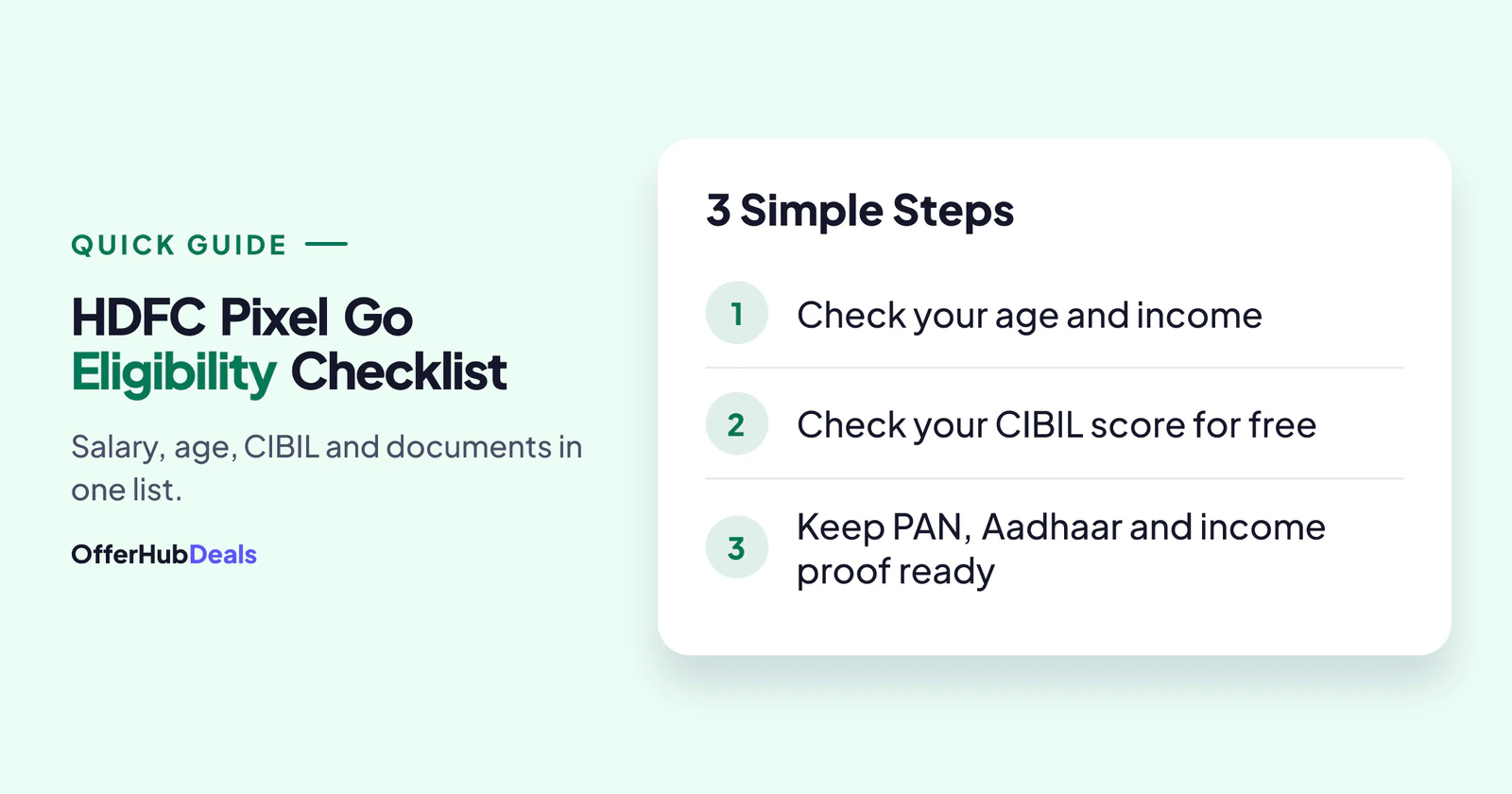 HDFC Pixel Go eligibility checklist