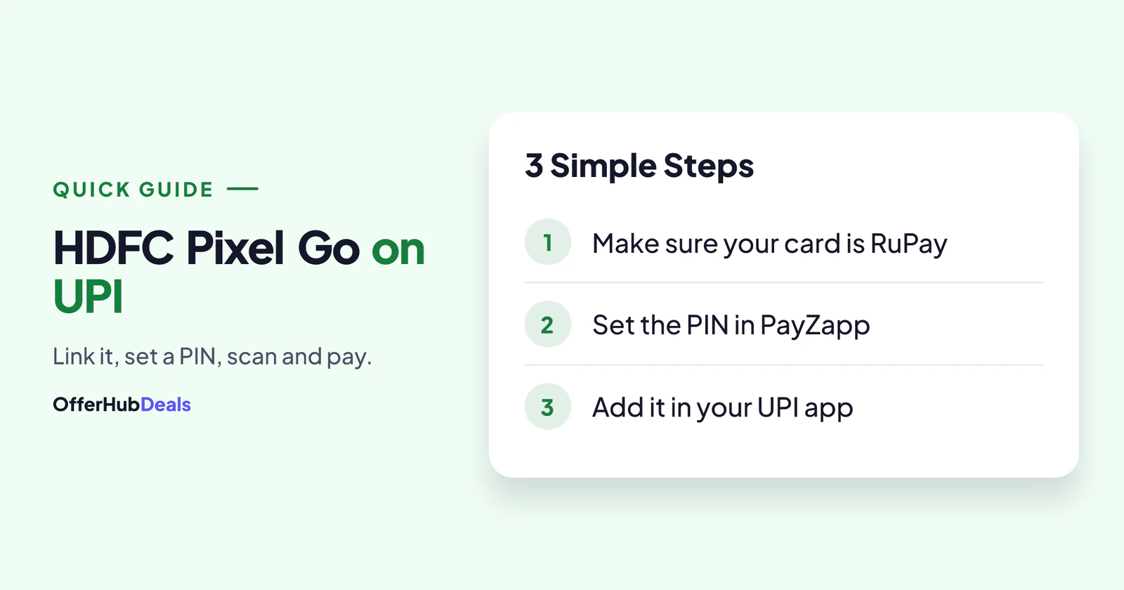 HDFC Pixel Go UPI setup in three steps