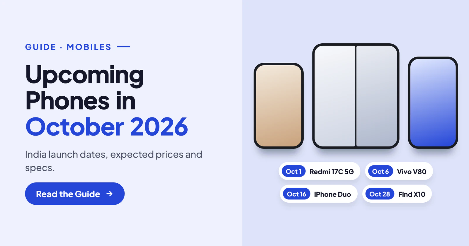 Upcoming Phones in October 2026 in India: Dates, Price & Specs